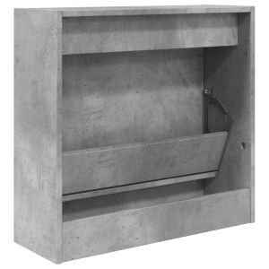 Шкаф за обувки, бетонно сив, 60x21x57 см, инженерно дърво
