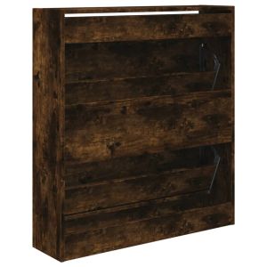 Шкаф за обувки, опушен дъб, 80x21x87,5 см, инженерно дърво