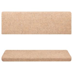 Изтривалки за стълби, самозалепващи се, 10 бр., 65x21x4 см, светлокафяви, с правоъгълен ръб