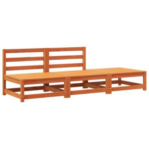 Градинско кресло без подлакътници, с табуретка, восъчнокафяв