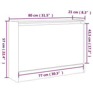Шкаф за обувки, сив сонома, 80x21x57 см, инженерно дърво