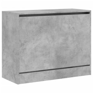 Шкаф за обувки, бетонно сив, 80x34x63 см, инженерно дърво