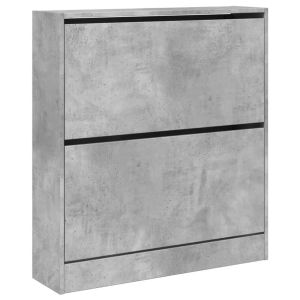 Шкаф за обувки, бетонно сив, 80x21x87,5 см, инженерно дърво