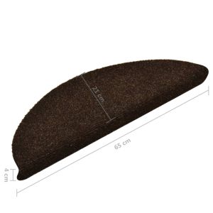 Изтривалки за стълби, самозалепващи се, 15 бр., 65x21x4 см, кафяви, полукръгли, големи