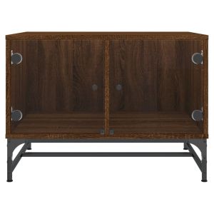 Маса за кафе със стъклени врати, кафяв дъб, 68,5x50x50 см