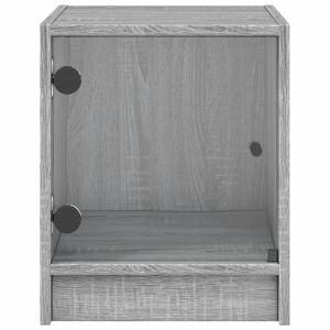 Нощно шкафче със стъклена врата сив сонома 35x37x42 см