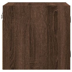 Нощно шкафче със стъклена врата кафяв дъб 35x37x35 см