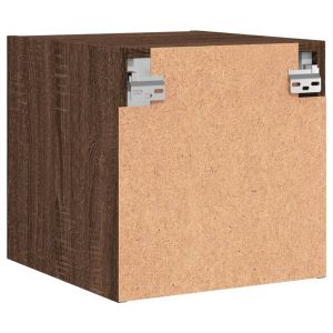 Нощно шкафче със стъклена врата кафяв дъб 35x37x35 см