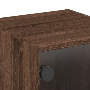 Нощно шкафче със стъклена врата кафяв дъб 35x37x35 см