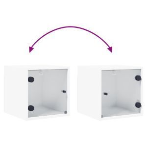 Нощно шкафче със стъклена врата бяло 35x37x35 см