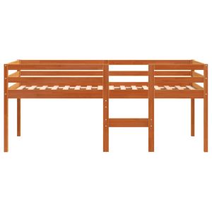 Високо легло, восъчнокафяв, 80x200 см, борово дърво масив