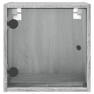 Нощно шкафче със стъклена врата сив сонома 35x37x35 см