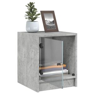 Нощни шкафчета със стъклени врати 2 бр бетонно сиво 35x37x42 см