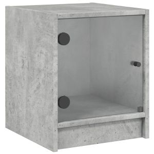 Нощни шкафчета със стъклени врати 2 бр бетонно сиво 35x37x42 см