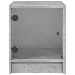 Нощни шкафчета със стъклени врати 2 бр бетонно сиво 35x37x42 см