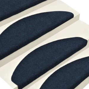 Изтривалки за стълби, самозалепващи се, 15 бр., 65x21x4 см, тъмносини, полукръгли, големи