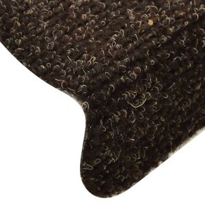 Самозалепващи се постелки за стълби, 15 бр., 56x17x3 см, тъмнокафяви, полукръгли