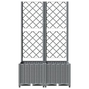 Градински сандък с пергола, светлосив, 80x40x136 см, PP