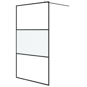 Параван за баня черен 115x195 см наполовина матирано ESG стъкло