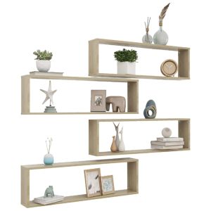 Стенни куб рафтове 4 бр дъб сонома 100x15x30 см инженерно дърво