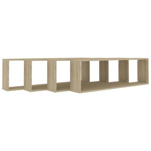 Стенни куб рафтове 4 бр дъб сонома 100x15x30 см инженерно дърво