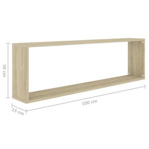 Стенни куб рафтове 4 бр дъб сонома 100x15x30 см инженерно дърво