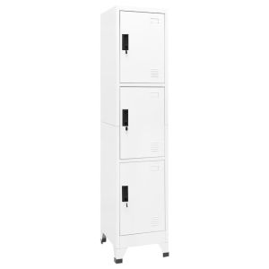 Заключващ се шкаф, бял, 38x45x180 см, стомана