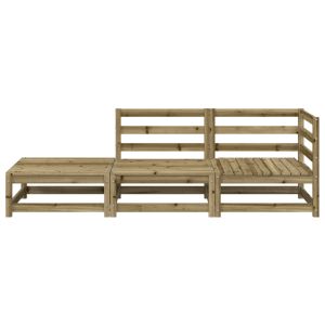 Градински диван с табуретка, 2-местен, импрегниран бор