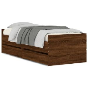 Рамка за легло с чекмеджета кафяв дъб 75x190 см Small Single