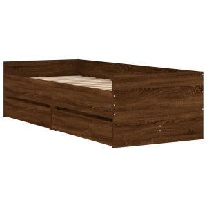 Рамка за легло с чекмеджета кафяв дъб 75x190 см Small Single