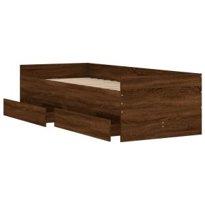 Рамка за легло с чекмеджета кафяв дъб 75x190 см Small Single