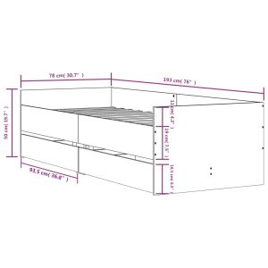 Рамка за легло с чекмеджета кафяв дъб 75x190 см Small Single