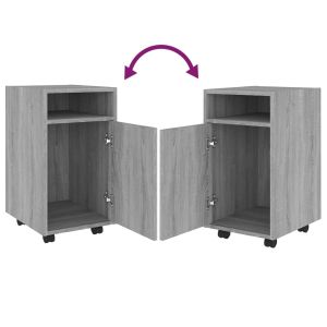 Нощно шкафче с колелца, сив сонома, 33x38x60 см инженерно дърво