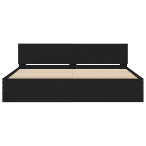 Рамка за легло с табла, черна, 180x200 см