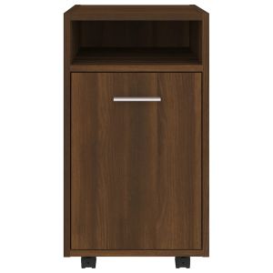 Нощно шкафче с колелца, кафяв дъб, 33x38x60 см, инженерно дърво