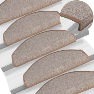 Изтривалки за стълби, 15 бр., 65x24x4 см, светлокафяви, полукръгли, големи