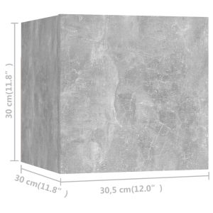 Комплект ТВ шкафове от 3 части, бетонно сив, инженерно дърво