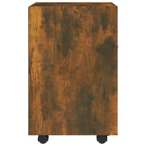 Нощно шкафче с колелца опушен дъб 33x38x60 см инженерно дърво