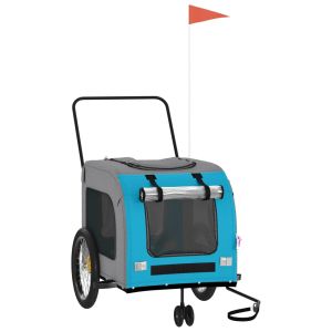 Ремарке за колело за любимци син и сив Оксфорд плат и желязо