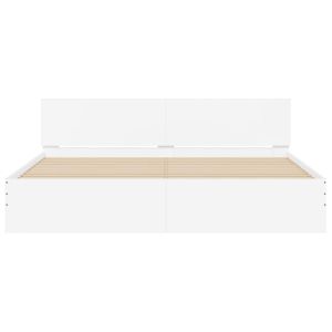 Рамка за легло с табла, бяла, 180x200 см