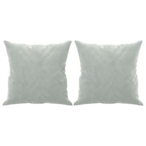 2-местен диван с декоративни възглавници светлосив 140см кадифе