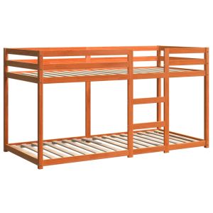 Двуетажно легло, восъчнокафяво, 75x190 см, борово дърво масив