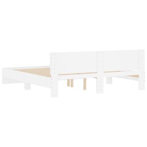 Рамка за легло с табла, бяла, 200x200 см