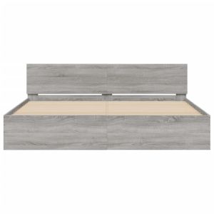 Рамка за легло с табла, сив сонома, 200x200 см