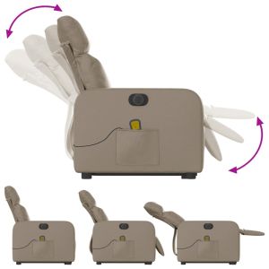 Електрически изправящ масажен реклайнер, капучино, еко кожа