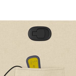 Изправящ масажен реклайнер стол, кремав, текстил