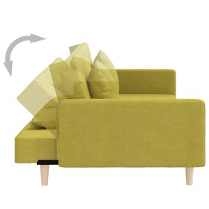 2-местно разтегателно канапе с две възглавници, зелено, текстил