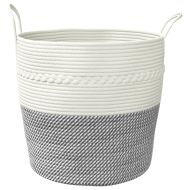 Кош за съхранение, сиво и бяло, Ø43x38 см, памук