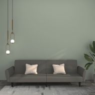 2-местно разтегателно канапе, тъмносиво, кадифе