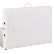 Кремавобяла сгъваема масажна кушетка 2 зони с дървена рамка